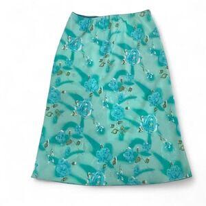 Vintage Blue Floral Midi Skirt